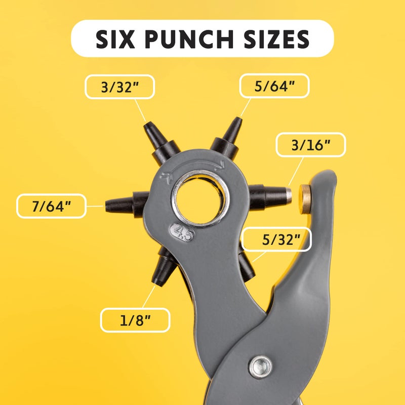 General Tools Leather Hole Punch Tool - 6 Multi-Hole Sizes for Leather, Rubber, & Plastic - Hobbies & Crafts 8.5 inches - Image 3